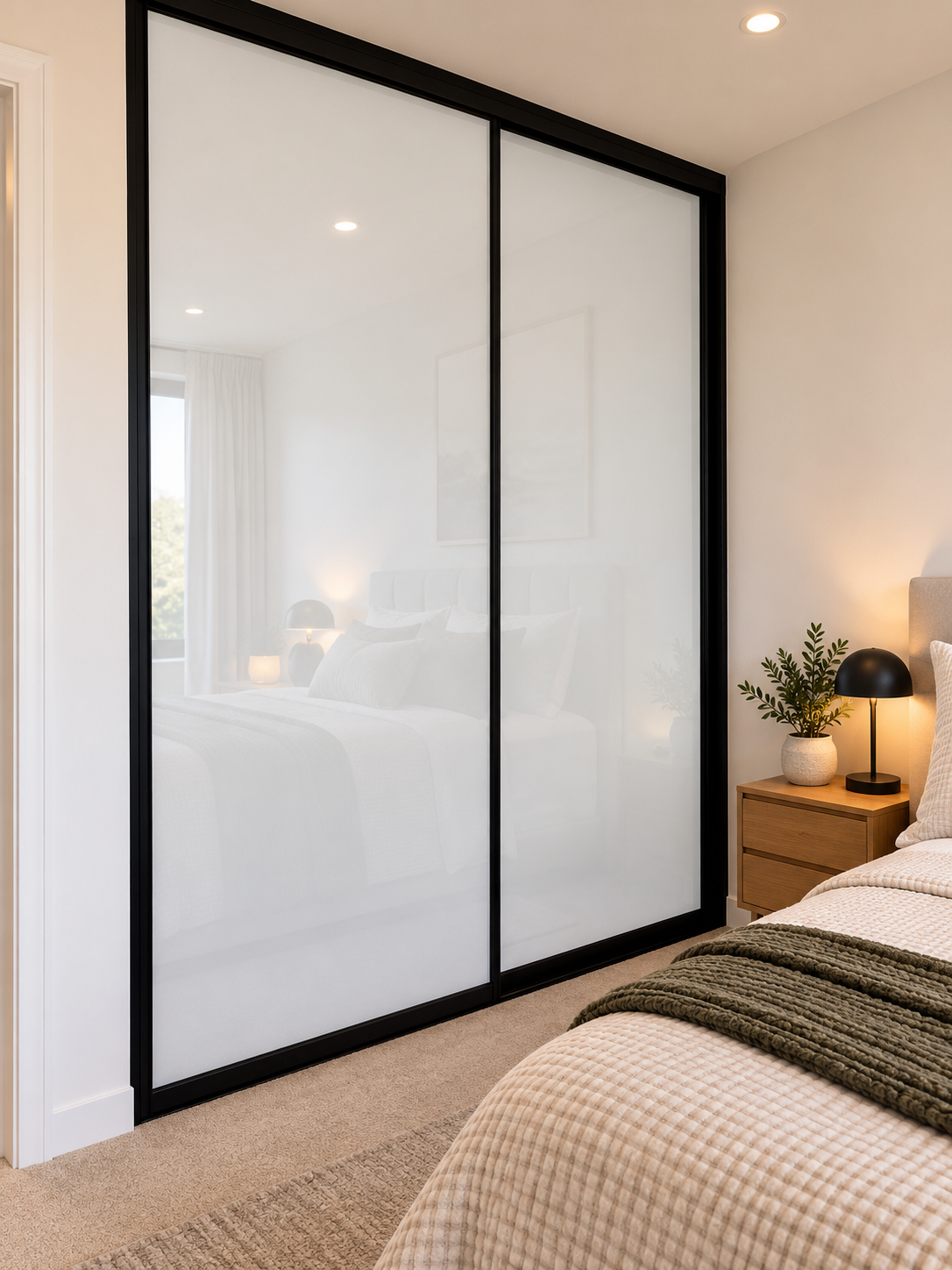 Super White Frosted sliding wardrobe door